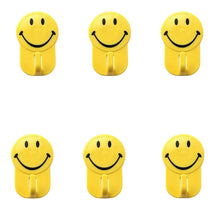 Plastic Self-Adhesive Smiley Face Hooks, 1 Kg Load Capacity (6pcs)
