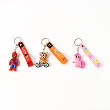 Cute Cartoon Silicone 3D Key Chain with Metal Hook & Strap (Pack of 1)