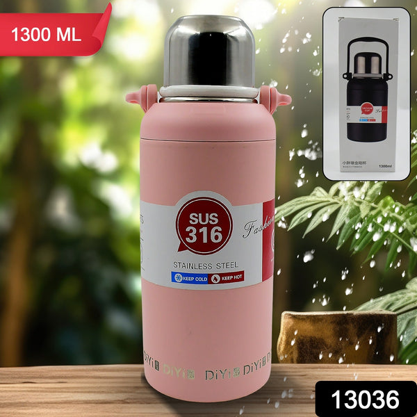 Stainless Steel 316 Stainless Steel, Vacuum Insulated Cup / Bottle, Portable Travel Kettle / Water Bottle with Handle, Outdoor Large Capacity Sports Kettle Cups / Bottle (1300 ML)