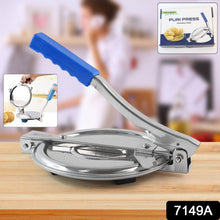 PURI PRESS MAKER - STAINLESS STEEL PURI MAKER PRESS MACHINE - ROTI CHAPATI PRESSER FOR HOME -KHAKHRA- PURI MAKER PRESS MACHINE WITH HANDLE, MANUAL PURI MAKER (MEDIUM)